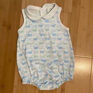 BRAND NEW Proper Peony Bubble Outfit White with Blue Whales 18 months